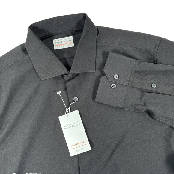 Perry Ellis Other - New Mens Perry Ellis LS Button Up Performance Tech Slim Fit Shirt Size L NWT